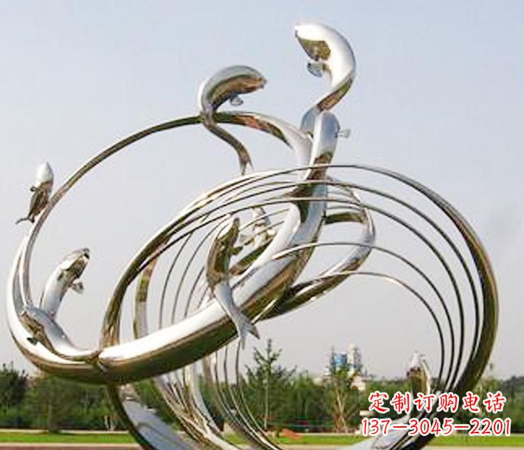 温州不锈钢海豚雕塑美丽而又神秘