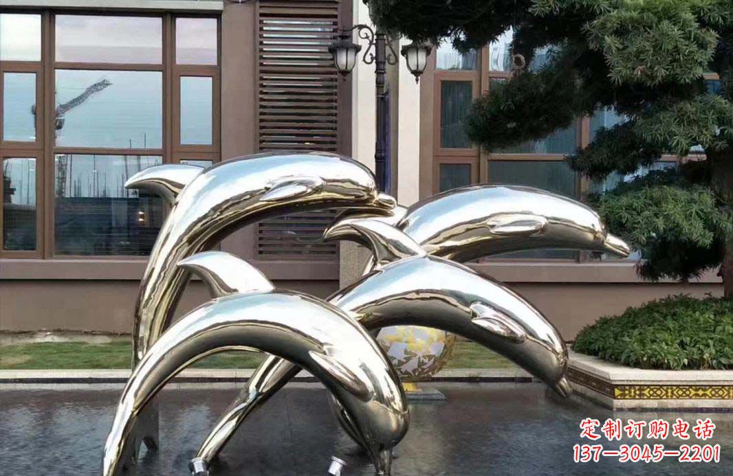 温州不锈钢海豚跳跃雕塑