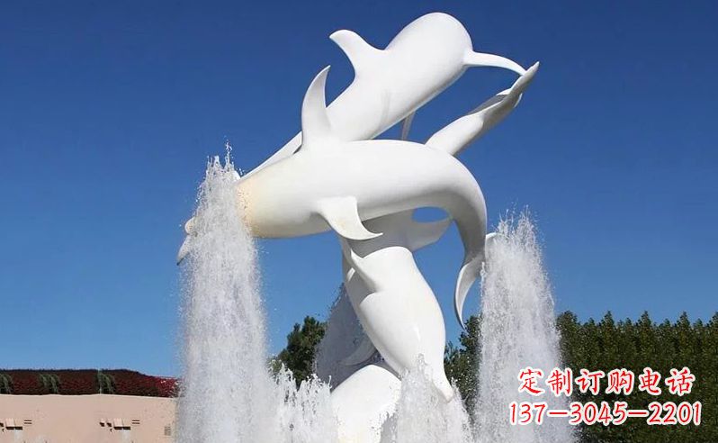温州不锈钢海豚喷泉雕塑 (3)