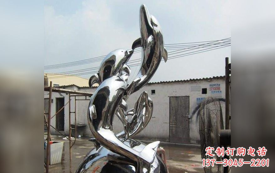 温州不锈钢海豚嬉戏雕塑