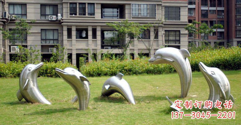 温州不锈钢海豚小区雕塑 (2)