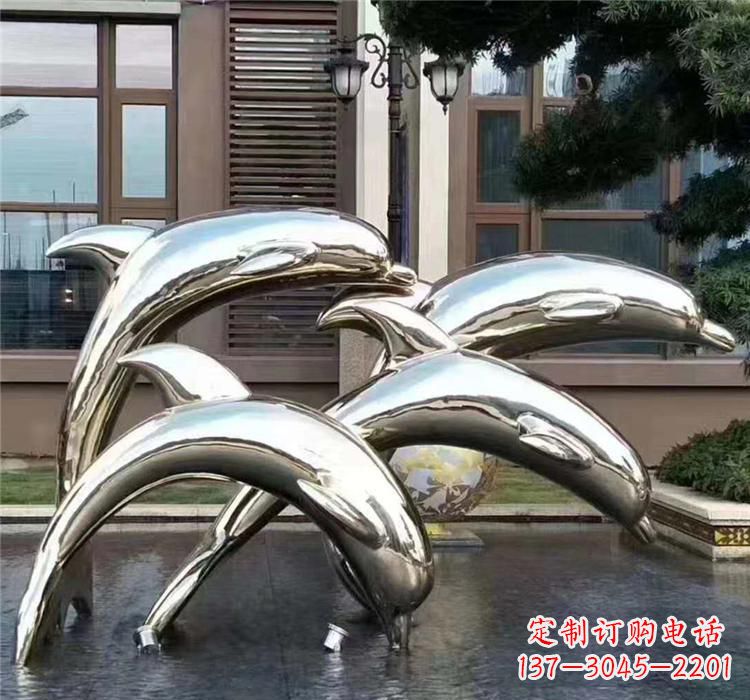 温州不锈钢海洋动物海豚雕塑