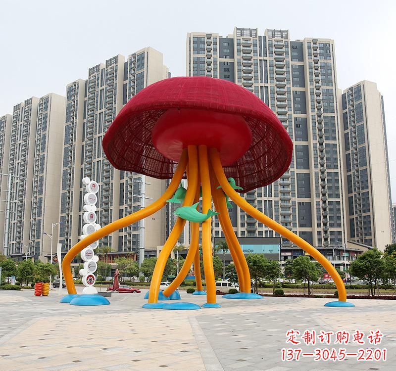 温州不锈钢海洋水母动物雕塑
