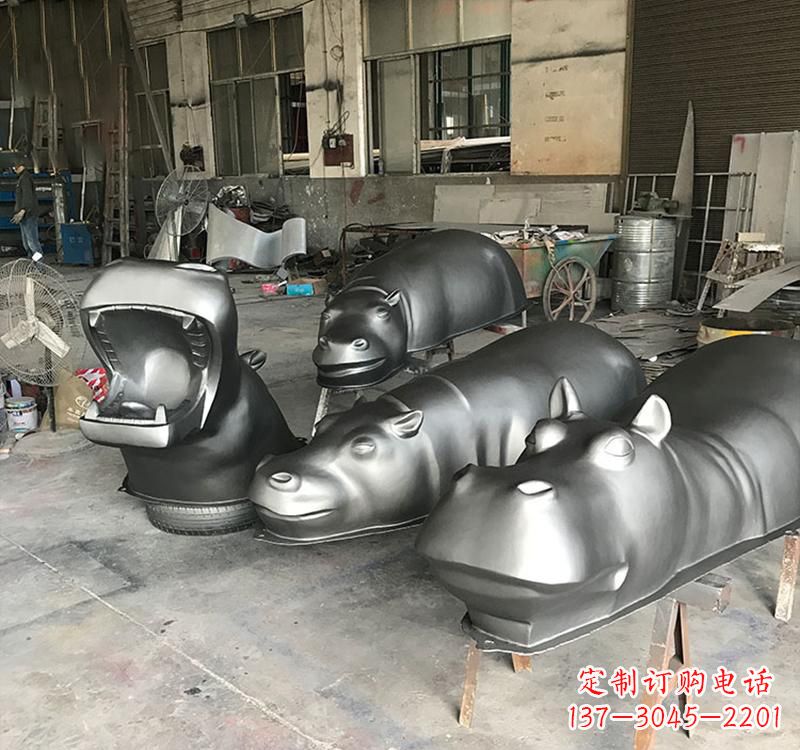 温州不锈钢河马雕塑22