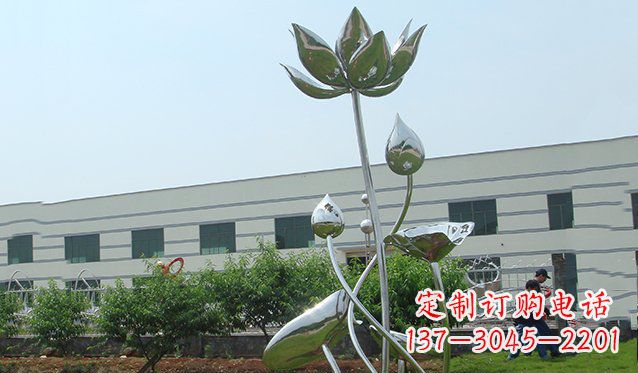 温州不锈钢荷花雕塑 (2)
