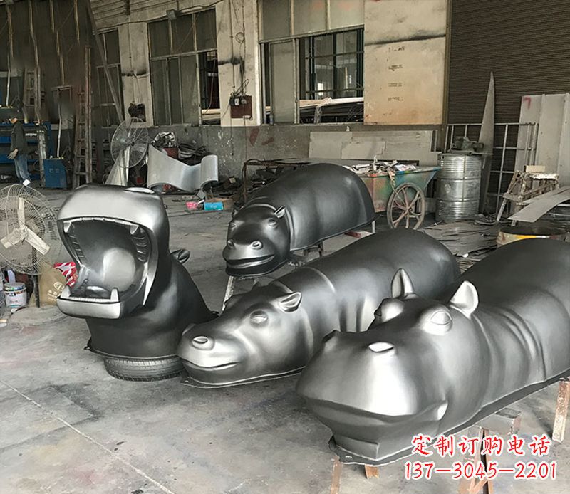 温州不锈钢河马雕塑2