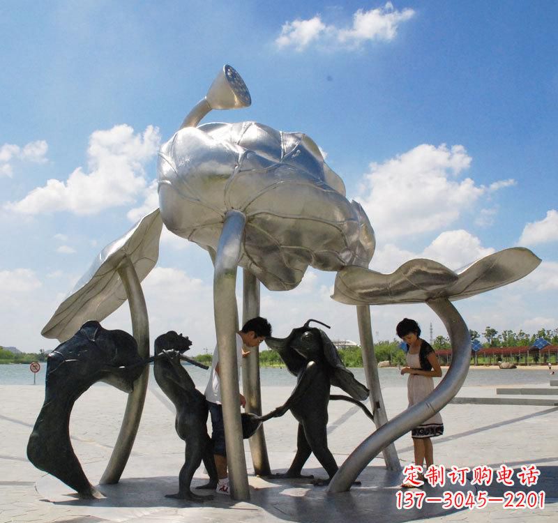 温州不锈钢荷花广场雕塑