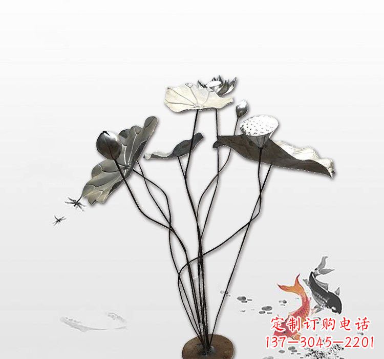 温州不锈钢荷花荷叶雕塑