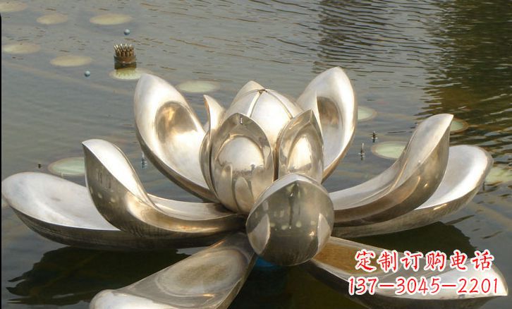 温州不锈钢荷花水中景观雕塑