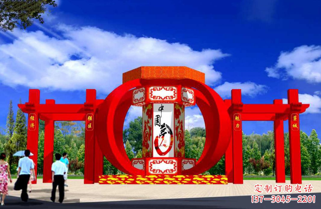 温州不锈钢红灯笼城市景观雕塑