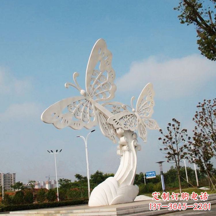 温州不锈钢蝴蝶景观雕塑,公园园林广场动物景观标识