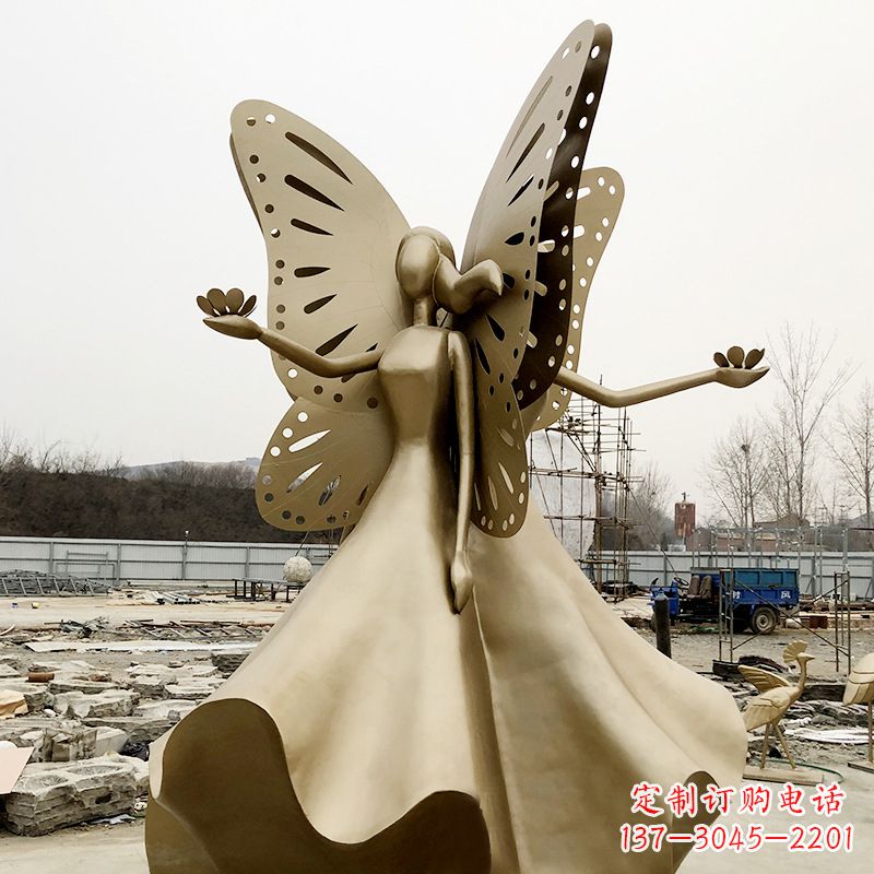 温州不锈钢蝴蝶少女雕塑