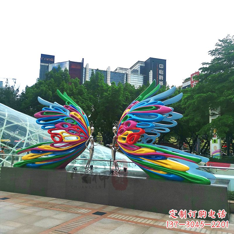 温州不锈钢蝴蝶仙子城市广场步道装饰雕塑