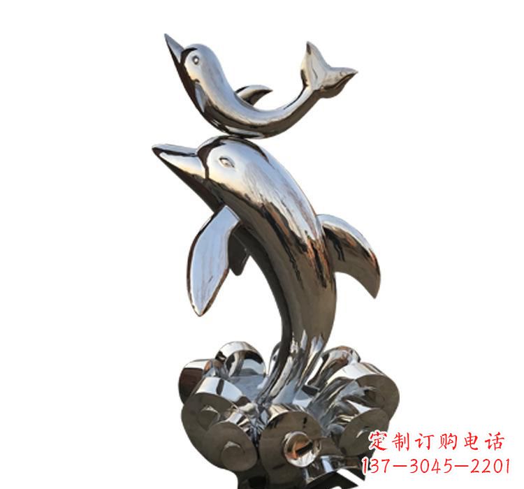 温州不锈钢户外动物海豚雕塑