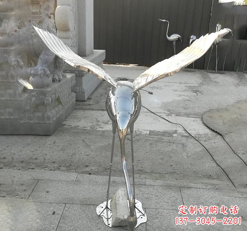 温州不锈钢户外动物仙鹤雕塑