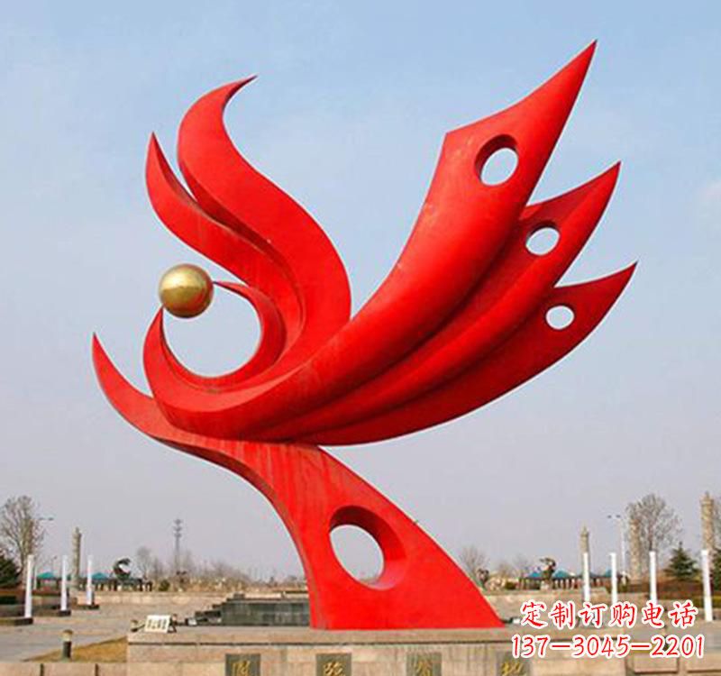 温州不锈钢火凤凰动物雕塑