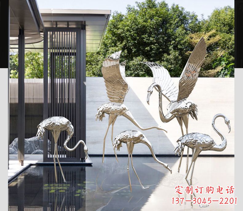 温州不锈钢火烈鸟展翅雕塑