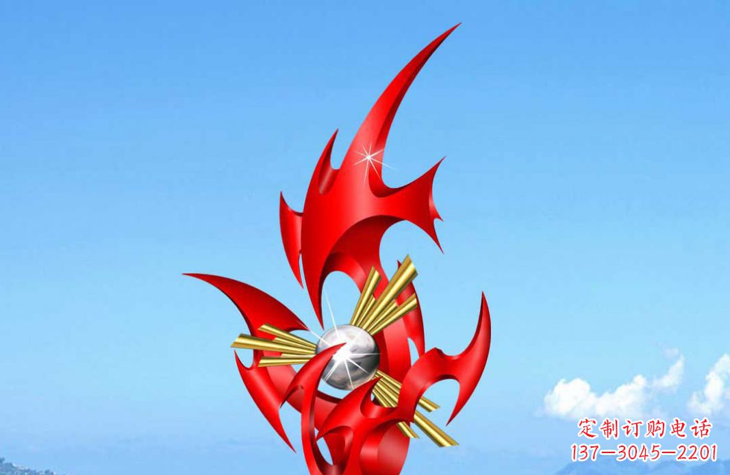 温州不锈钢火苗抽象景观雕塑给城市添彩