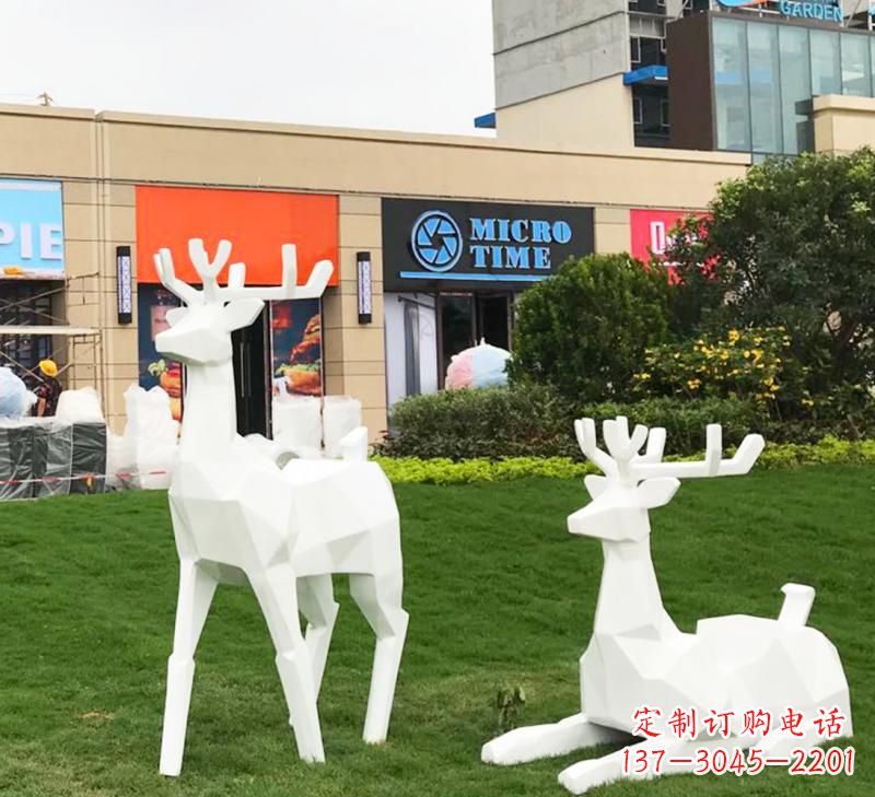温州不锈钢几何动物小鹿雕塑
