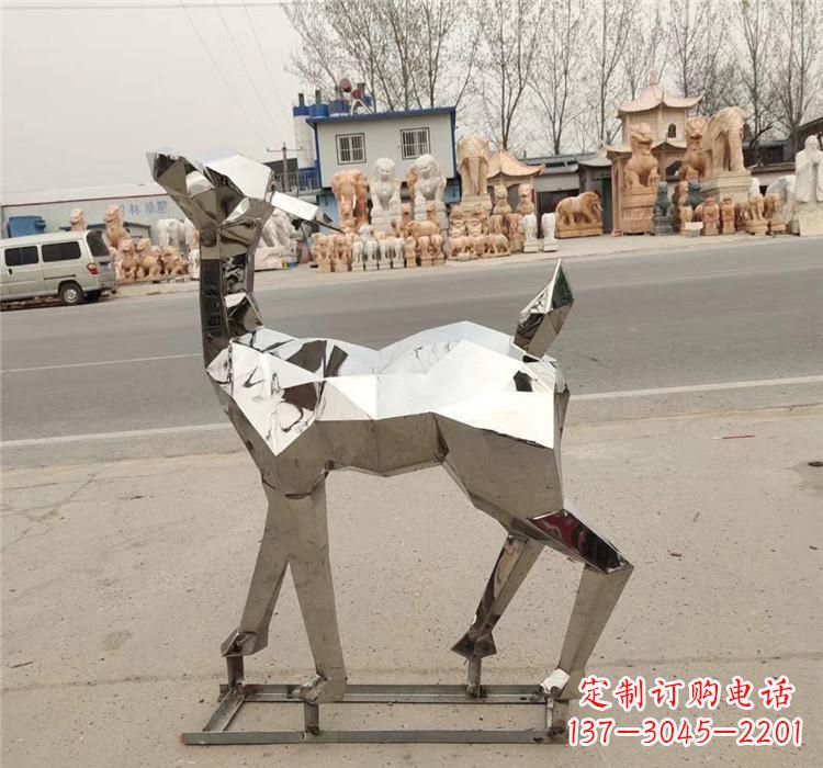 温州不锈钢几何小鹿雕塑