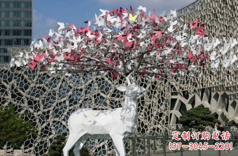 温州不锈钢几何小鹿雕塑精致之美