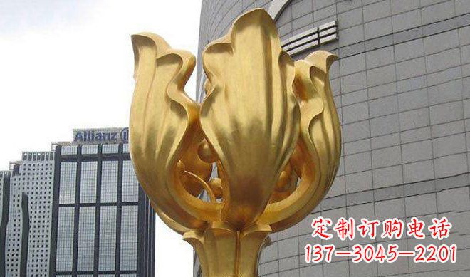 温州不锈钢金色紫荆花雕塑