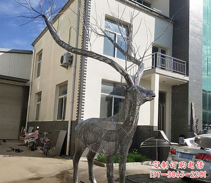 温州不锈钢景观梅花鹿雕塑美丽的艺术精品