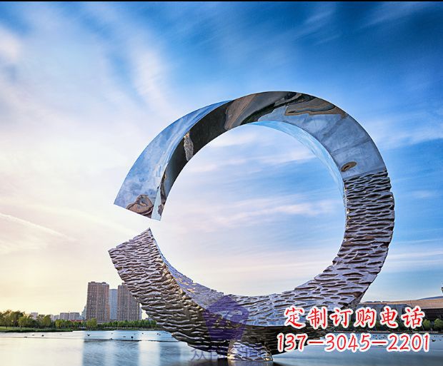 温州不锈钢景观圆环雕塑1