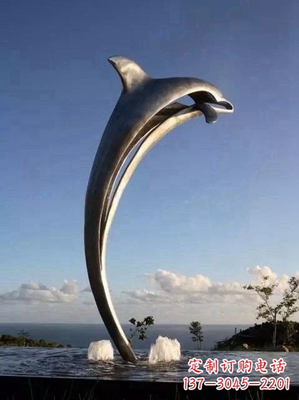 温州不锈钢景区大型抽象海豚雕塑