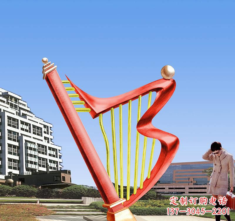 温州不锈钢景区竖琴雕塑