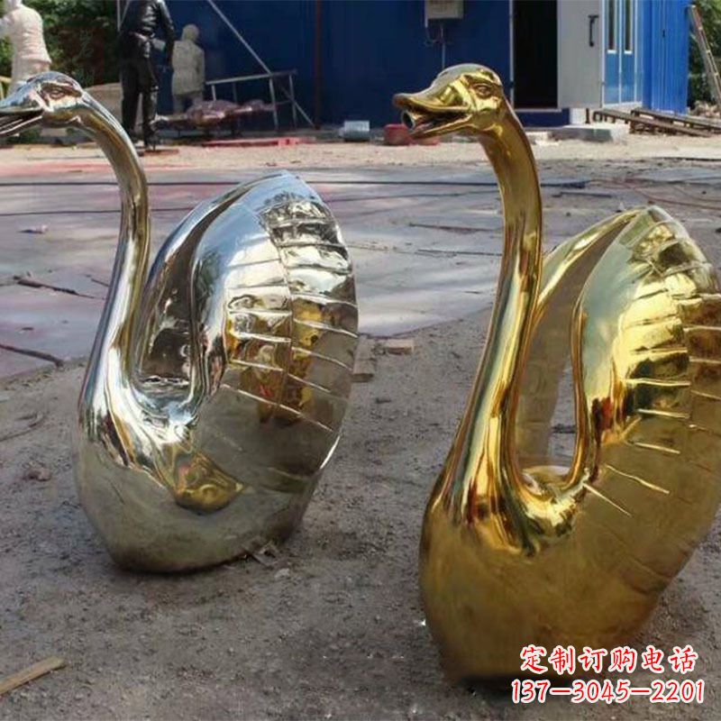温州不锈钢天鹅雕塑精美而绚丽