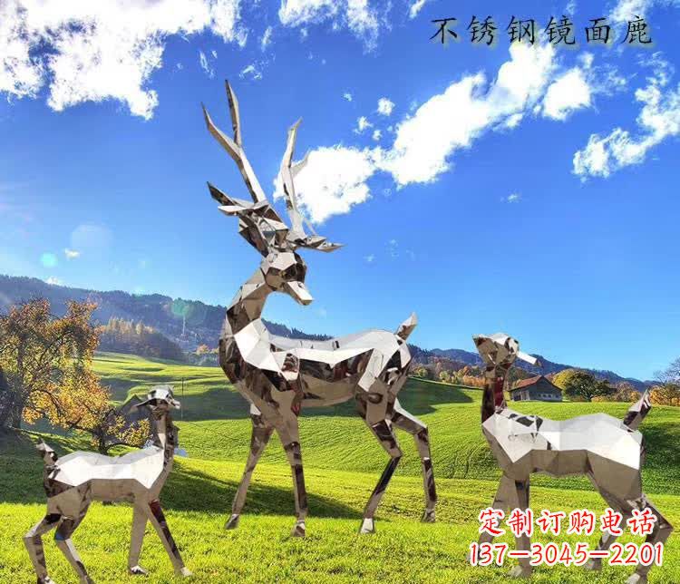 温州不锈钢鹿精美的动物雕塑