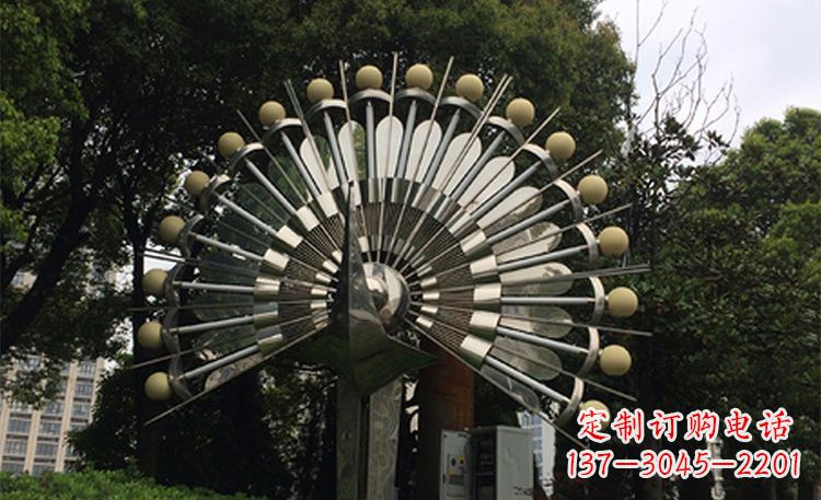 温州不锈钢孔雀开屏公园雕塑