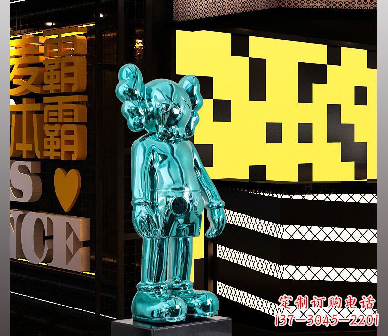 温州不锈钢蓝色机器人雕塑引领未来的艺术品