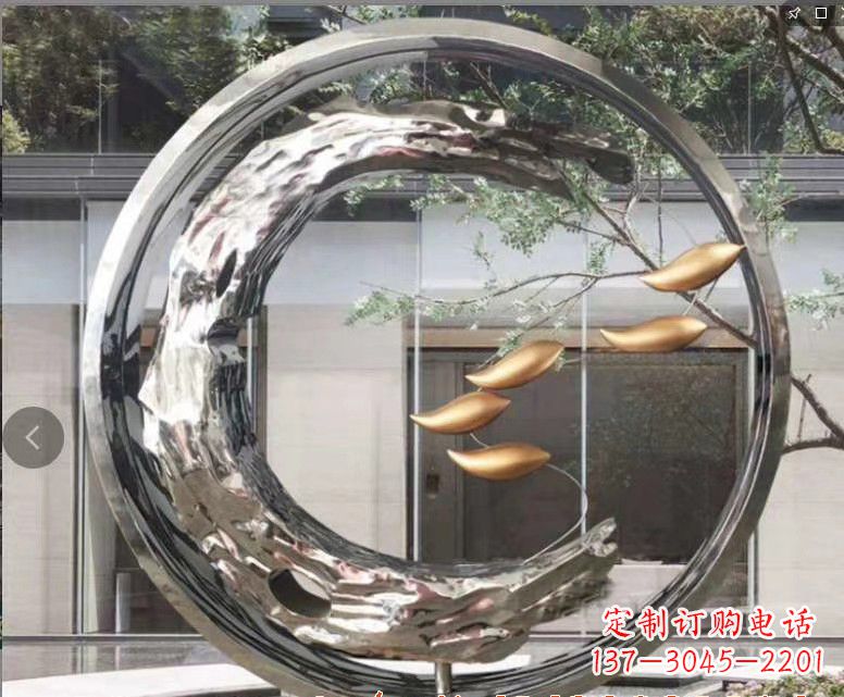 温州不锈钢鲤鱼跃龙门景观雕塑