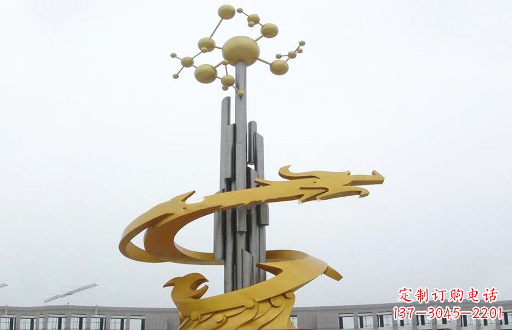 温州龙雕塑——点缀不锈钢城市景观