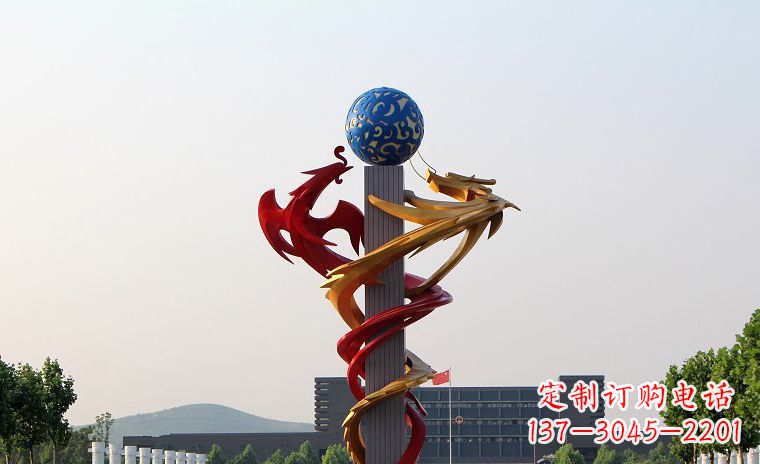 温州龙凤呈祥一对不锈钢雕塑的精彩展示