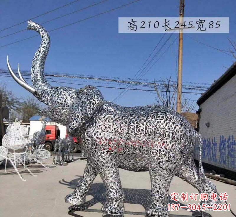 温州不锈钢镂空大象雕塑精美绝伦的艺术品
