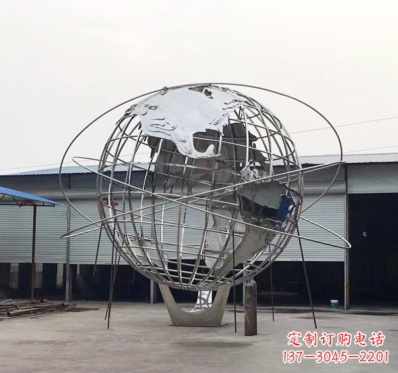 温州不锈钢制作的镂空地球雕塑