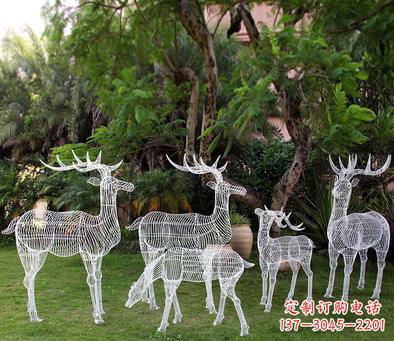 温州不锈钢镂空梅花鹿雕塑 (2)