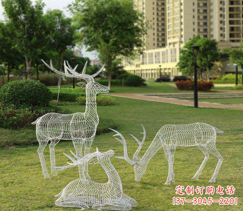 温州不锈钢镂空梅花鹿雕塑1