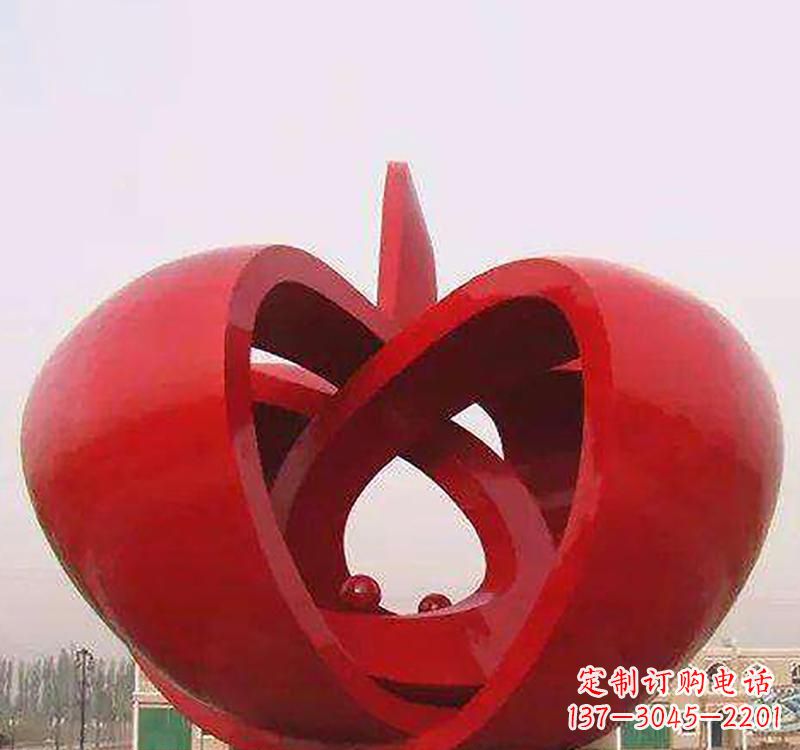 温州不锈钢镂空苹果雕塑精致美观的艺术品