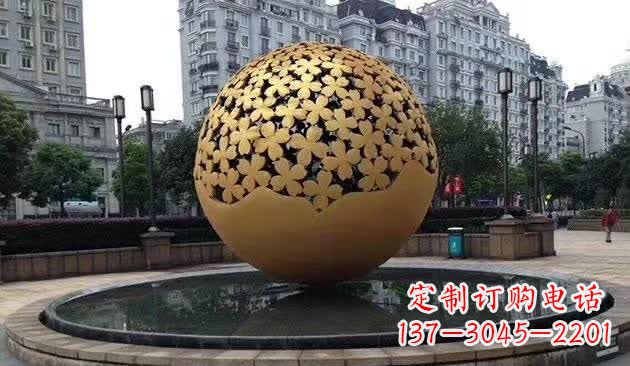 温州不锈钢镂空球喷泉雕塑