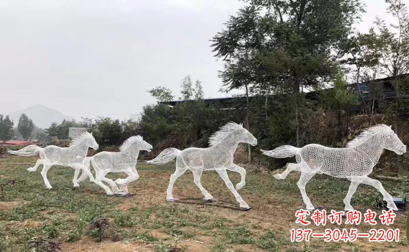 温州不锈钢镂空群马群奔跑雕塑
