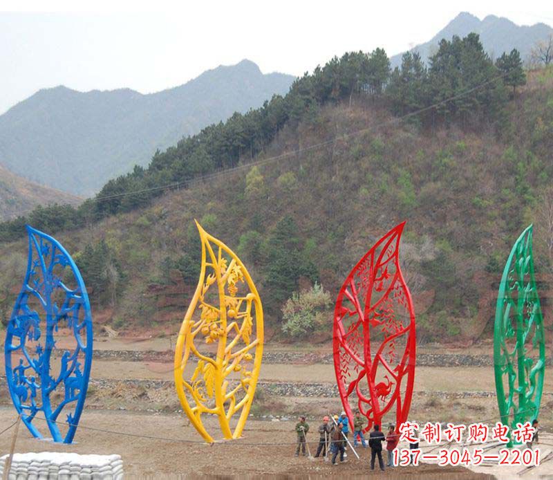 温州不锈钢镂空树叶景观雕塑1