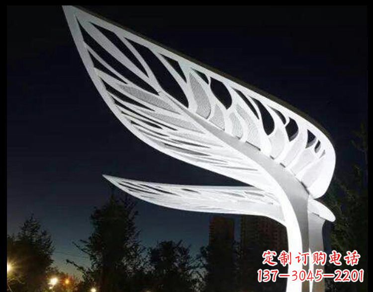 温州不锈钢镂空树叶小区景观雕塑
