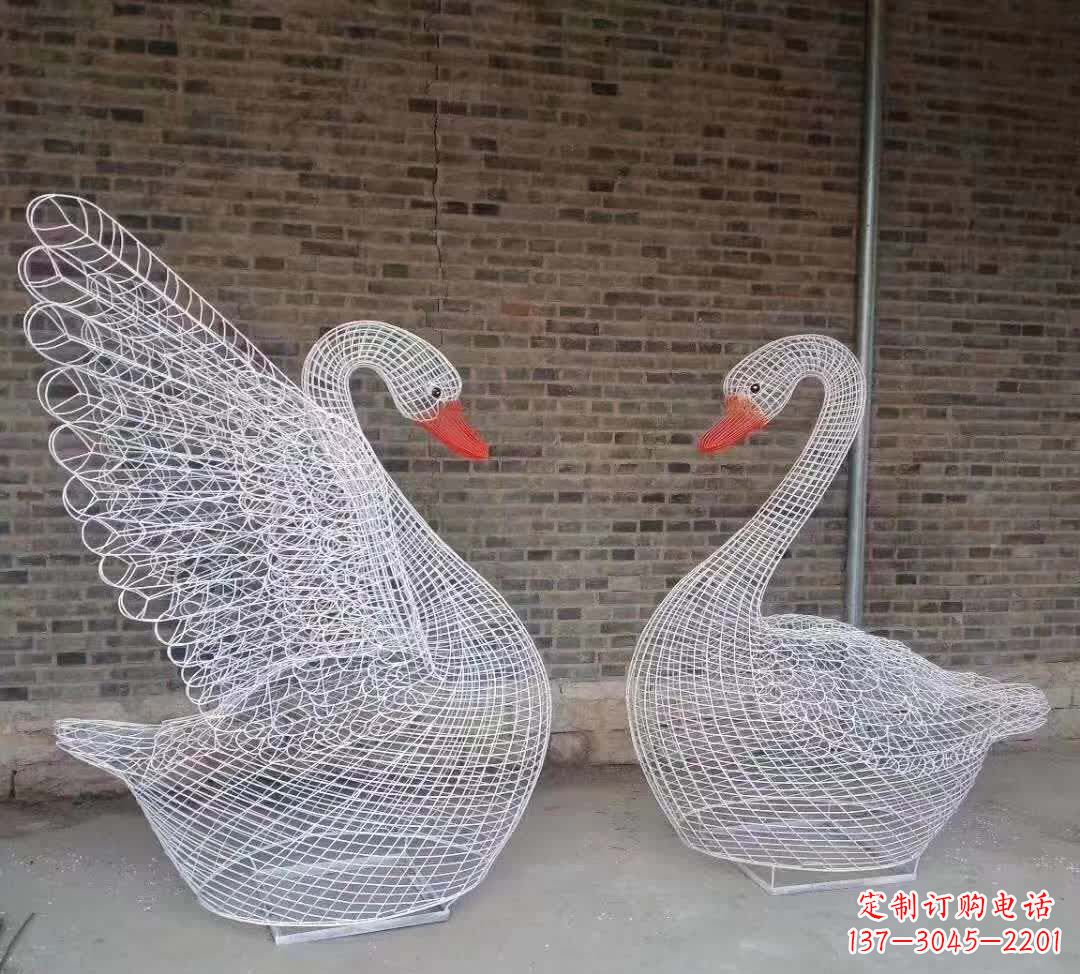 温州不锈钢镂空天鹅动物雕塑