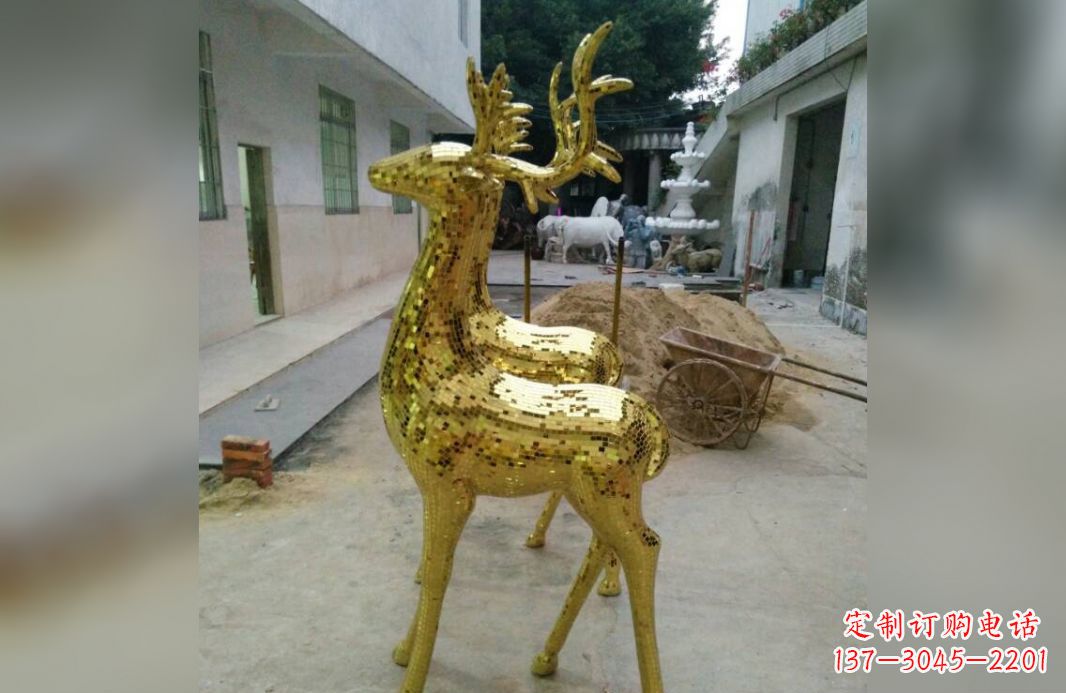 温州不锈钢鹿公园动物雕塑