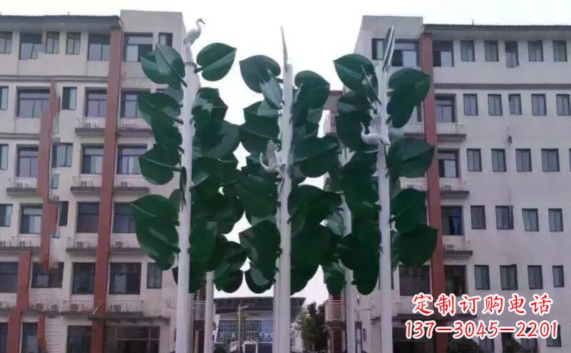 温州不锈钢绿色树叶小区景观雕塑