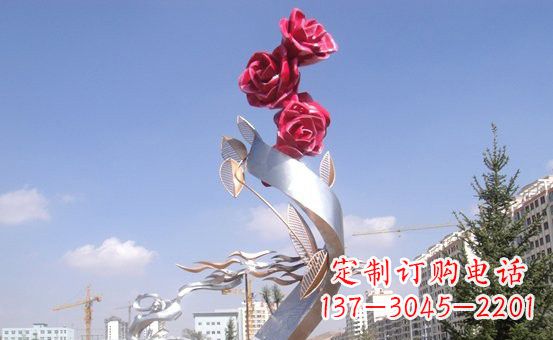 温州不锈钢玫瑰花雕塑222